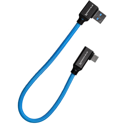 Kondor Blue 30cm USB-C to USB-A Right Angle Cable (Blue)