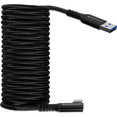 Kondor Blue USB-A to USB-C 3.0 Right Angle Cable (3m, Black)