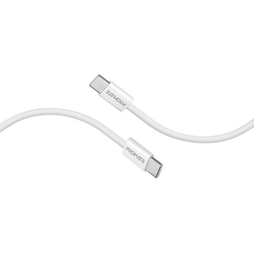 Promate EcoLine USB-C to USB-C Braided Cable (White, 2m)
