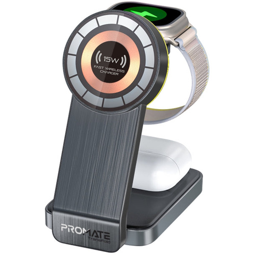 Promate TransFold 3-in-1 15W MagSafe Wireless Charging Station