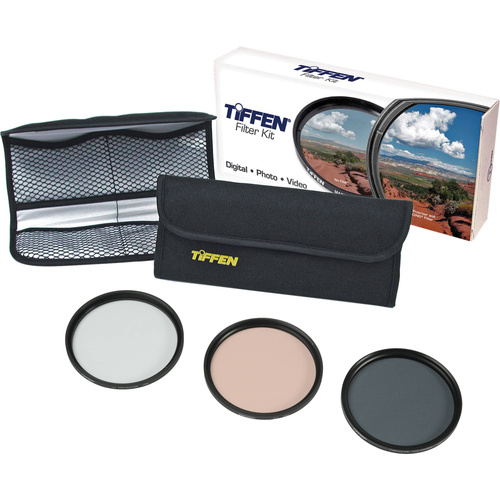 Tiffen 77mm Photo Essentials Kit (UV Protector, Color Warming, Polarizing Glass Filters & Pouch)