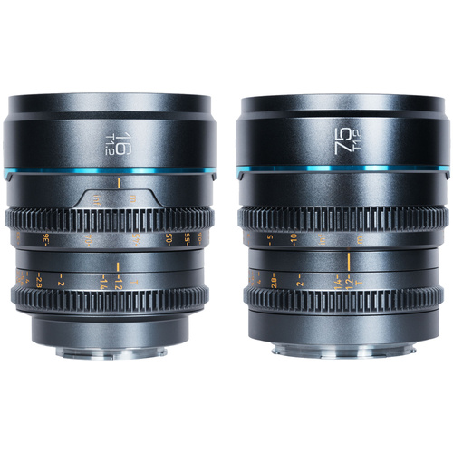 Sirui Nightwalker 16mm & 75mm T1.2 S35 Cine 2-Lens Set (RF-Mount, Gun Metal Grey)