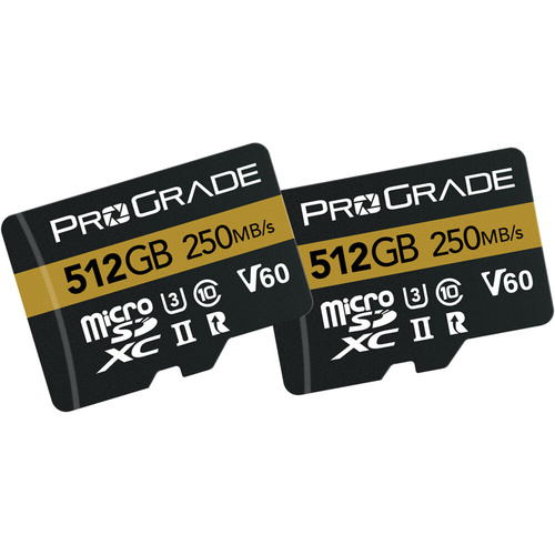 ProGrade Digital 512GB UHS-II microSDXC Memory Card with SD Adapter (2 Pack)