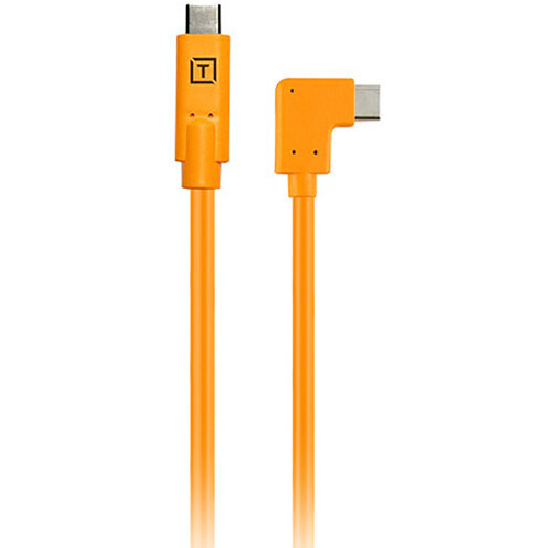 Tether Tools TetherPro USB-C to Right Angle USB-C Pigtail Cable (50cm, High-Visibility Orange)