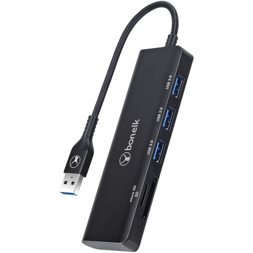 Bonelk Long-Life USB-A 5-in-1 Multiport Hub (Black)