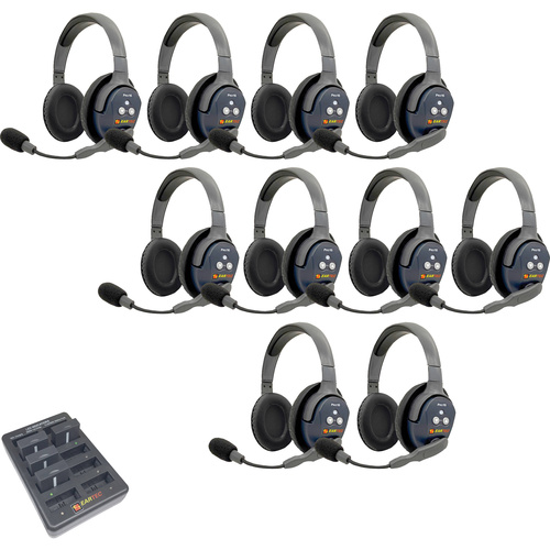 Eartec UltraLITE Pro16 Full-Duplex Wireless Intercom System with 10 Dual-Ear Headsets (2.4 GHz)