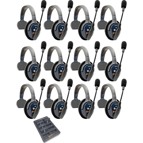 Eartec UltraLITE Pro16 Full-Duplex Wireless Intercom System with 12 Single-Ear Headsets (2.4 GHz)