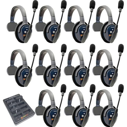 Eartec UltraLITE Pro16 Full-Duplex Wireless Intercom System with 11 Single-Ear Headsets (2.4 GHz)
