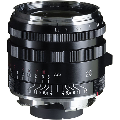 Voigtlander Nokton 28mm f/1.5 Vintage Aspherical Type II VM Lens (Leica M, Black)