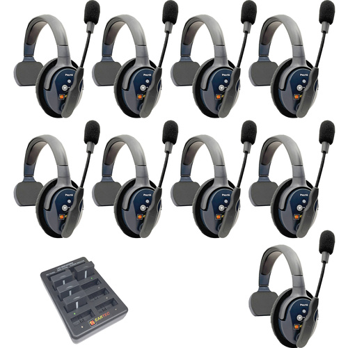Eartec UltraLITE Pro16 Full-Duplex Wireless Intercom System with 9 Single-Ear Headsets (2.4 GHz)
