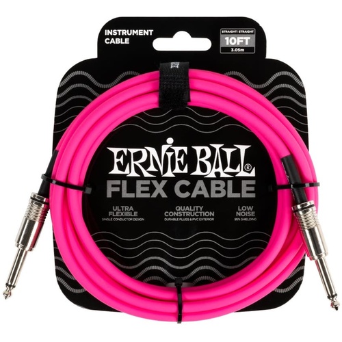 Ernie Ball Flex Straight Instrument Cable (3m, Pink)