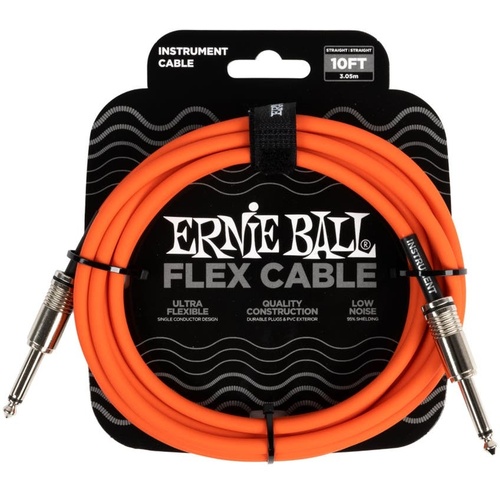 Ernie Ball Flex Straight Instrument Cable (3m, Orange)