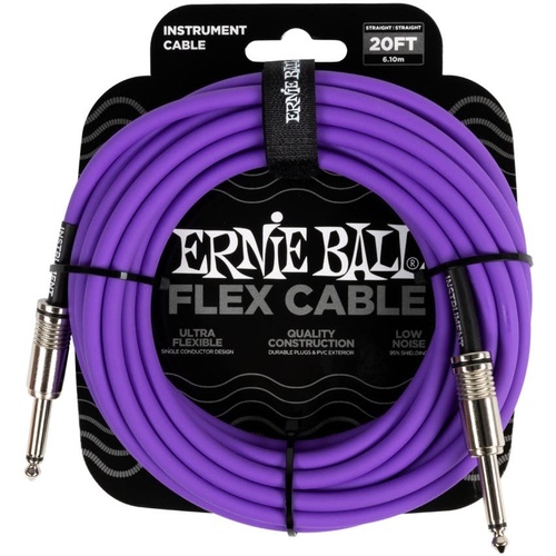 Ernie Ball Flex Straight Instrument Cable (6m, Purple)