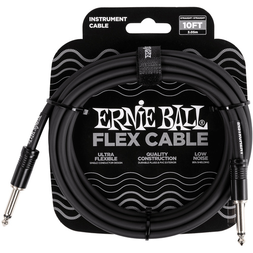 Ernie Ball Flex Straight Instrument Cable (3m, Black)