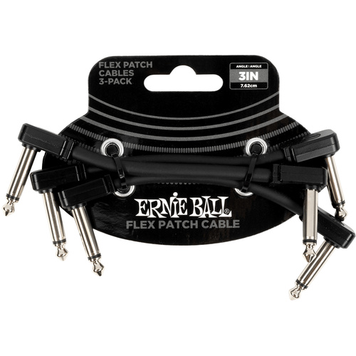 Ernie Ball Flex Patch Cable (3", Black, 3-Pack)