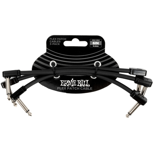 Ernie Ball Flex Patch Cable (6", Black, 3-Pack)