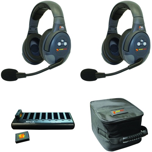 Eartec EVADE EVX2D Full-Duplex Wireless Intercom System with 2 Dual-Ear Headsets (2.4 GHz)