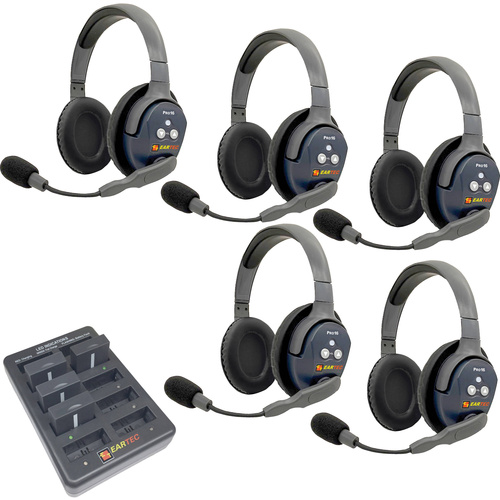 Eartec UltraLITE Pro16 Full-Duplex Wireless Intercom System with 5 Dual-Ear Headsets (2.4GHz)