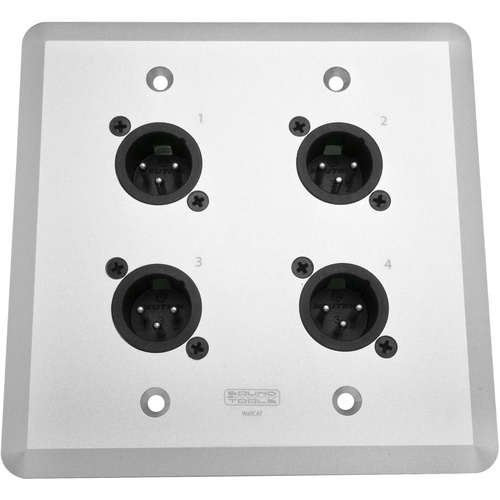 SoundTools WallCAT MX-S Wall Plate with Four XLR 3-Pin Male Connectors (Silver)