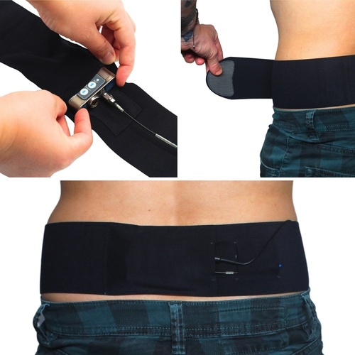 Ursa Straps Waist Sideways Pouch for Wireless Microphone Transmitters (Large, Black)