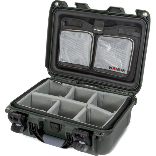 Nanuk 915 Medium Hard Utility Case (Olive, Padded Dividers & Lid Organiser, 13.0L)