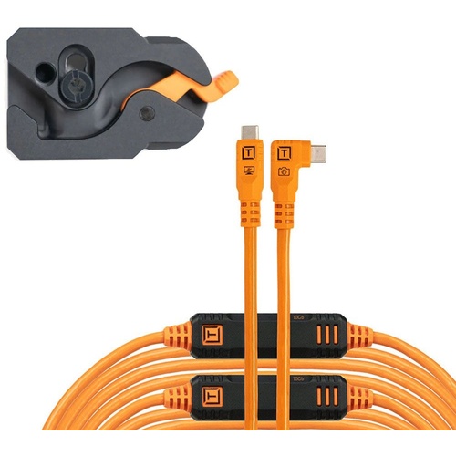 Tether Tools Optima 10G Straight to Right Angle LeverLock and Cable Kit (9.2m, Hi-Visibility Orange)