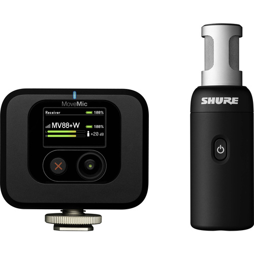Shure MoveMic 88+ Receiver Kit Wireless Stereo Microphone System for Mobile Devices & Cameras