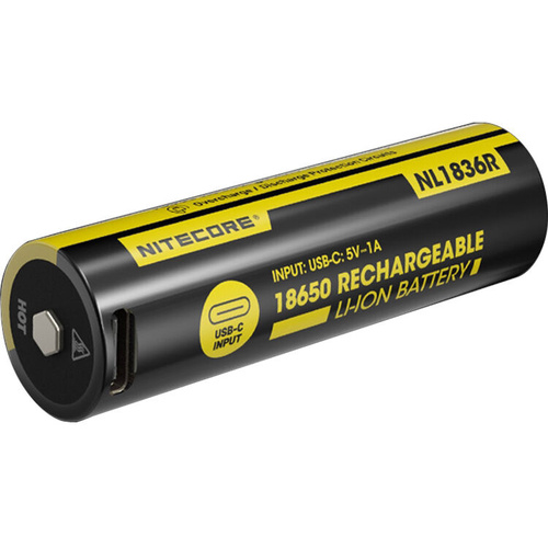 Nitecore NL1836R 18650 Li-Ion Battery with USB-C Charging Port (3600mAh)