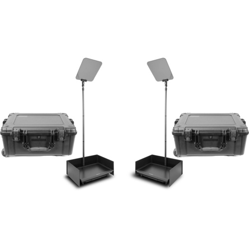 Prompter People StagePro 24" High-Bright Presidential Teleprompter Pair Carbon Fiber Kit with Two Flight Cases