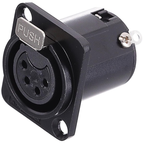 Amphenol AC Series 4 Pin XLR Chassis Connector (Tin Plating, Female, Black)