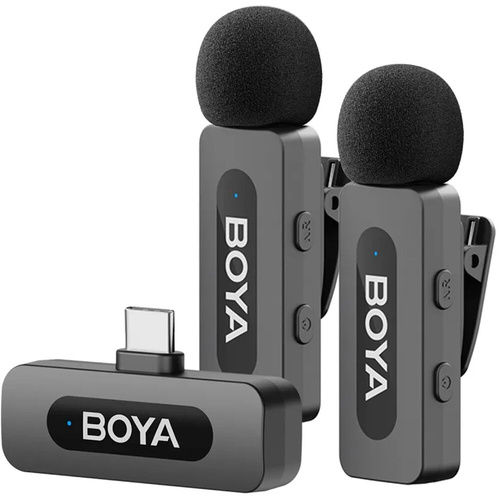 BOYA BY-V20 2.0 Ultracompact 2-Person Wireless Microphone System with USB-C Connector for Mobile Devices (2.4 GHz)