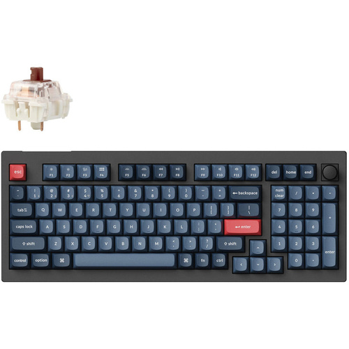 Keychron V5M-D3 Max QMK/VIA Wireless Custom Mechanical Keyboard (Carbon Black, Gateron Jupiter Brown, Fully Assembled Knob)