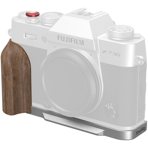SmallRig 5667 L-Shaped Mount Plate with Wooden Handle for FUJIFILM X-T30 / X-T30 II / X-T30 III (Silver)