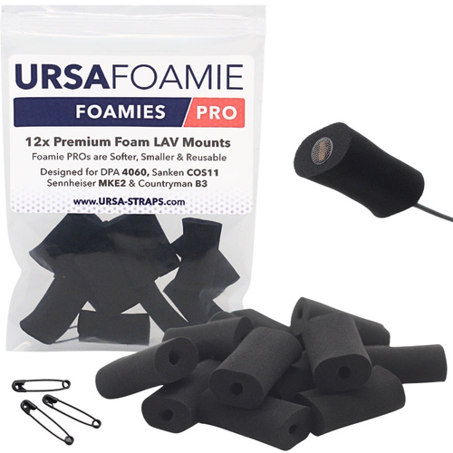 Ursa Foamie Pro for Lavalier Microphones (12 Pack, Black)
