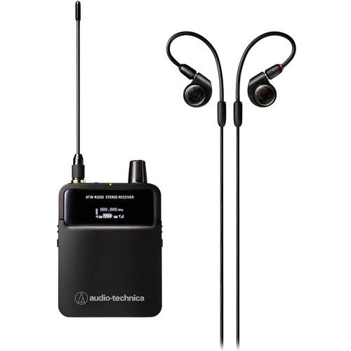 Audio-Technica ATW-3250 Wireless Stereo Bodypack Receiver with ATH-E40 Earphones (650-693 MHz)