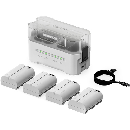Tilta LP-E6P Kit with 4 Batteries and 4-Bay USB Charger (Off-White)
