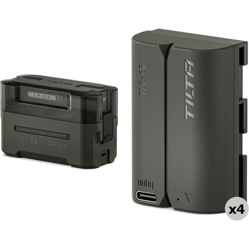 Tilta LP-E6P Kit with 4 Batteries and 4-Bay USB Charger (Green)