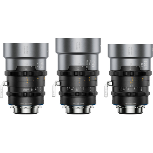 Sirui IronStar Series 75, 100 & 135mm T1.9/2.8 Full-Frame Anamorphic Lens Set (ARRI PL/Canon EF, Blue Flare)