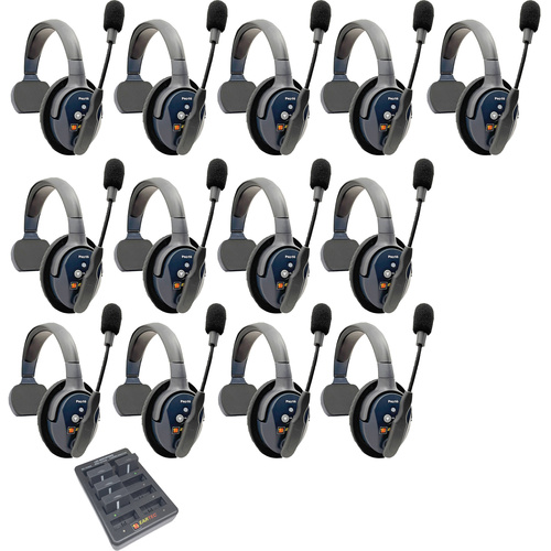 Eartec UltraLITE Pro16 Full-Duplex Wireless Intercom System with 13 Single-Ear Headsets (2.4 GHz)