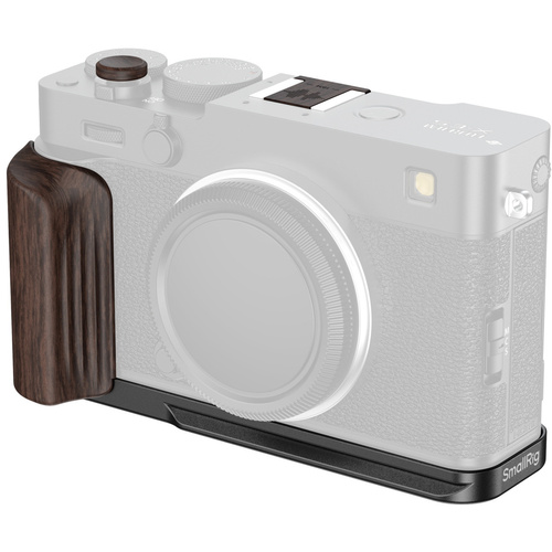 SmallRig 6237 L-Shaped Mount Plate with Wooden Handle for FUJIFILM X-E5 (Ebony, Black)
