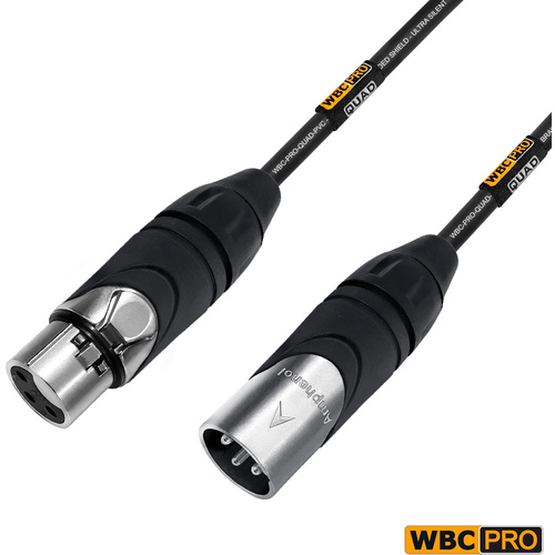 WORLDS BEST CABLES Pro-Quad Balanced XLR Cable with Amphenol XLR Connectorss (30.5m)