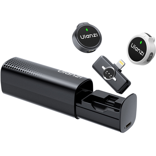 Ulanzi A21 2-Person Wireless Microphone System (2.4 GHz, Lightning, Black & White)