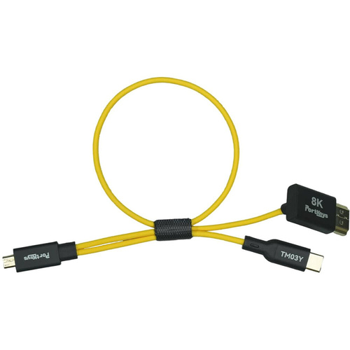 Portkeys Micro-HDMI/USB-C to HDMI Video Control Cable for LH7C Monitor (30cm, Yellow)
