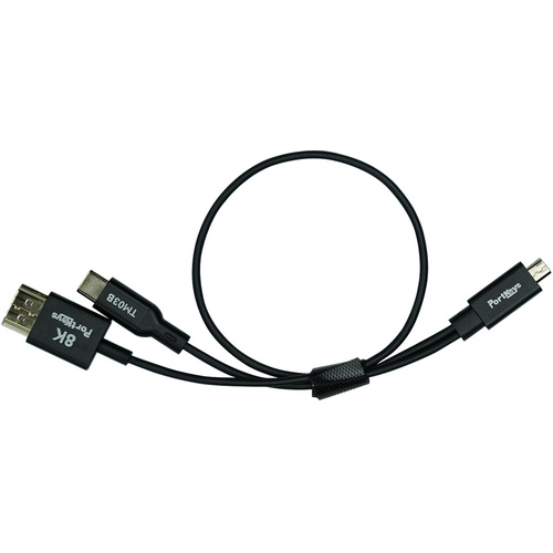Portkeys Micro-HDMI/USB-C to HDMI Video Control Cable for LH7C Monitor (30cm, Black)