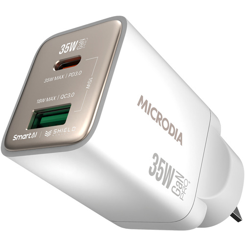 MICRODIA SMARTCube Nano 35W Dual Port GaN Wall Charger (White)