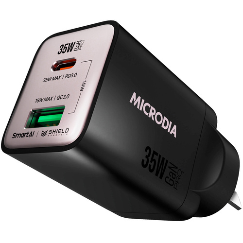MICRODIA SMARTCube Nano 35W Dual Port GaN Wall Charger (Black)