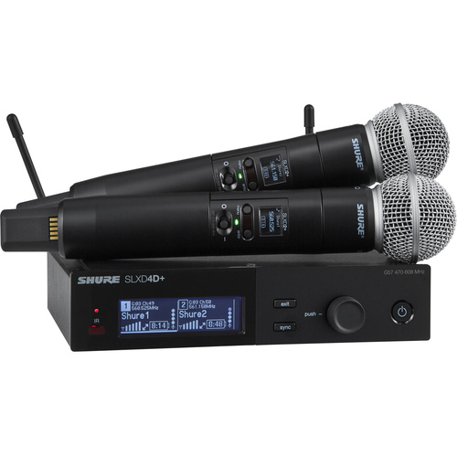 Shure SLXD24D+/58 Dual-Channel Digital Wireless Handheld Microphone System with SM58 Capsules (H58: 520 - 608MHz)