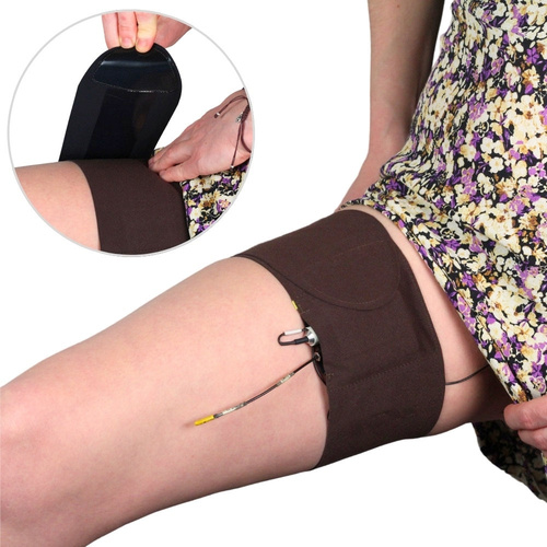Ursa Thigh Strap with Vertical Pouch with Split End for Wireless Transmitters (Brown)