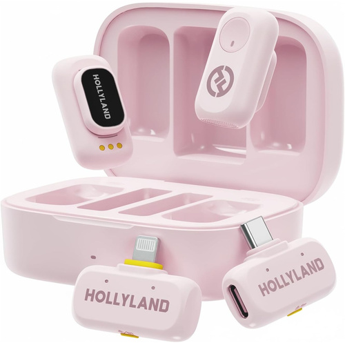 Hollyland LARK A1 Combo 2-Person Wireless Microphone System with USB-C & Lightning (Pink)