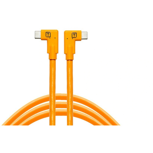 Tether Tools TetherPro USB-C to USB-C RT Angle/RT Angle Cable (4.6m, Hi-Vis Orange) - Open Box